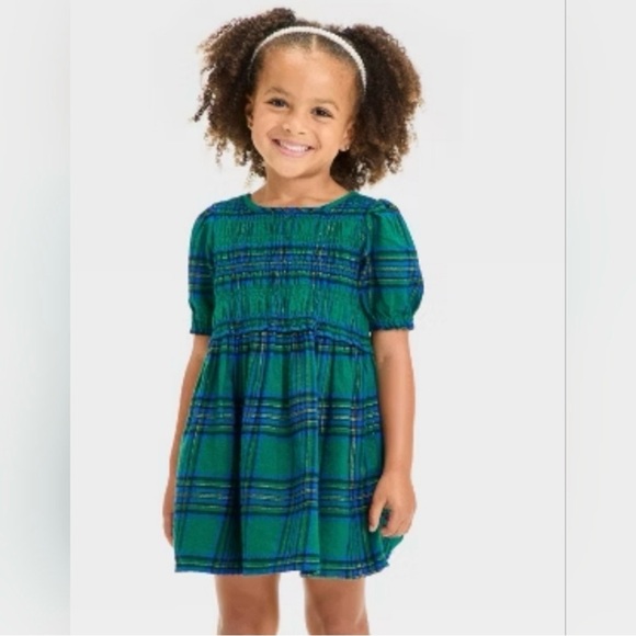 Cat & Jack Blue & Green Plaid Dress 3T - Picture 1 of 5